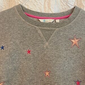 Boden Gray Sweatshirt with Colorful Star Embroidery